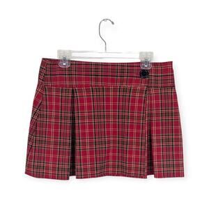 Vintage Mini Skirt Plaid Schoolgirl 90S Clueless Short Tartan Wrap Pleat Red 7/8